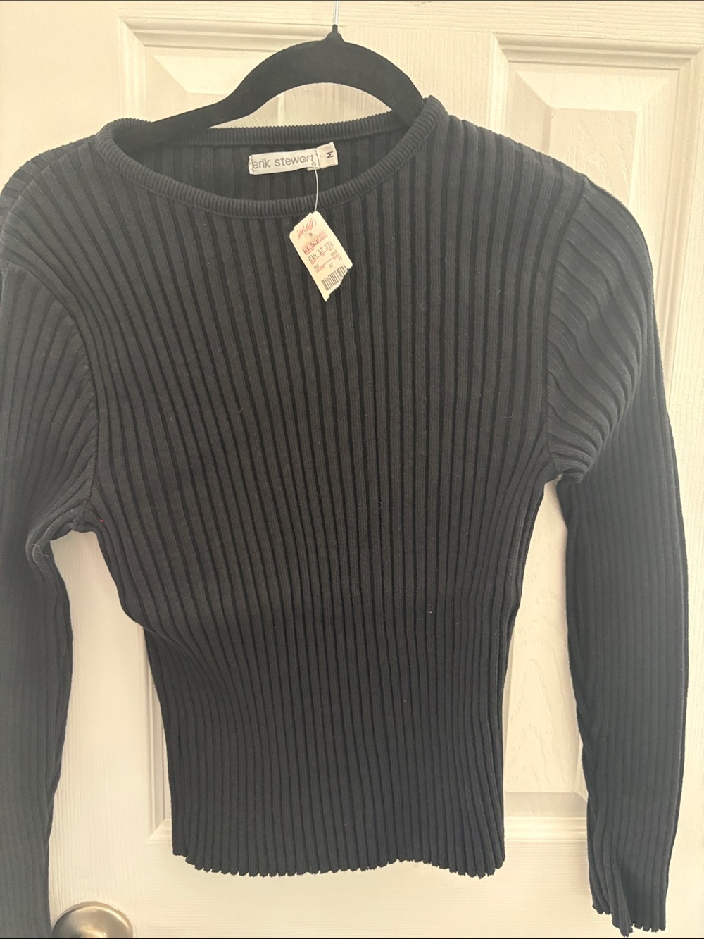 Clio Staudinger Women's Black Ribbed Crew Neck Sweater